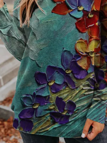 Plus size Printed Long Sleeve Sweatshirt