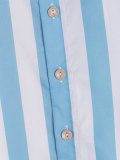 Men's Navy Stripe Button Short Sleeve Shirt