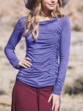 Casual Cotton-Blend Cowl Neck Shirts & Tops