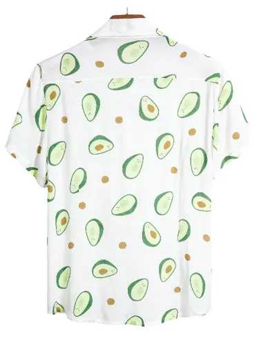 Men's Cartoon Avocado Graphic Button Up Shirt