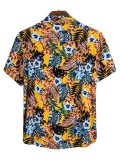 Men’s Leaf Print Pocket Short Sleeve Shirt