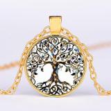 Tree of Life Time Gem Alloy Glass Necklace