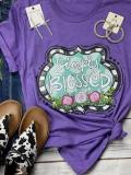 Floral Short Sleeve Shift Crew Neck Shirts & Tops