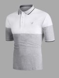 Men's Casual Color Block Embroidered Polo Shirt