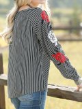 Long Sleeve Paneled V Neck Floral Shirts & Tops