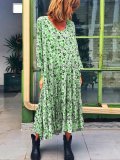 Plus Size long  Sleeve V-neck  Elegant Casual    Dress