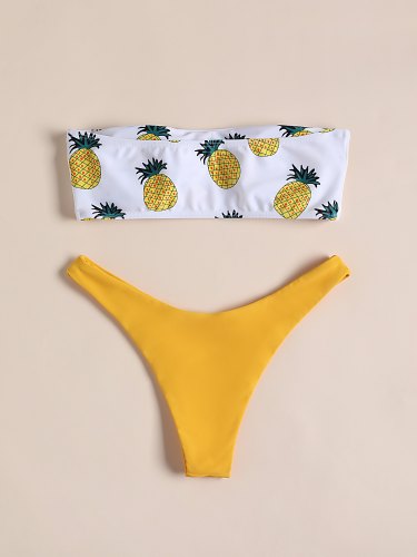 Pineapple Graphic Bandeau Bikini