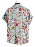 Men's Retro Floral Print Button Up Shirt