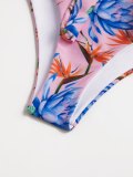 Frilled Tie Floral Print Bikini