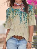 Floral Cotton-Blend Printed Casual Shirts & Tops