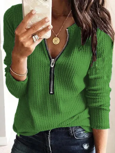 V Neck Long Sleeve Shirts & Tops