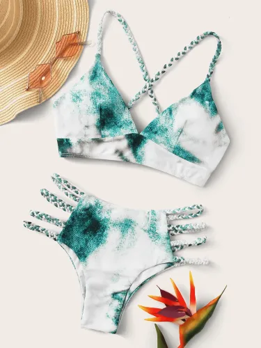 Tie Dye Braided Strap Bikini