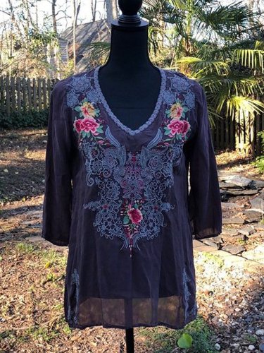 Vintage Half Sleeve Printed Floral Shirts & Tops