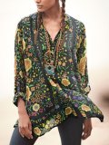Casual Long Sleeve V Neck Plus Size Tops
