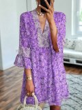 V Neck Women Dresses Date Cotton Dresses