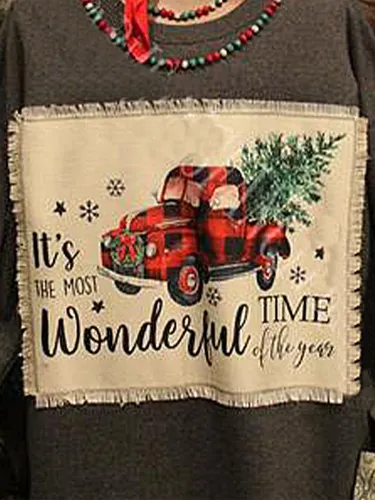 Christmas loose long sleeve printed sweatshirt