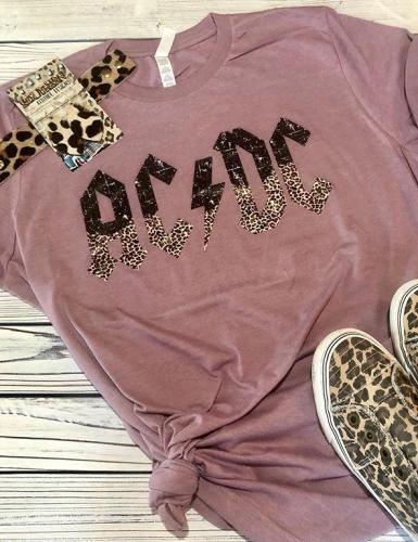 AC/DC Leopard Vintage Orchid Tee