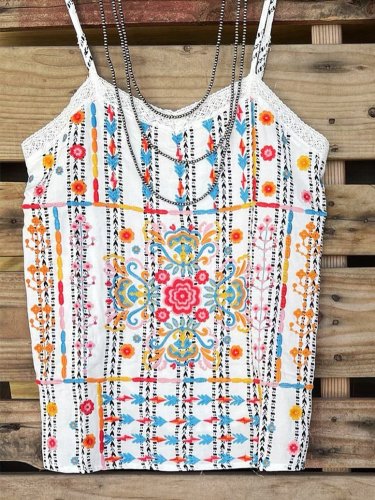 Casual Spaghetti Cotton-Blend Shirts & Tops