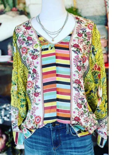 Casual Cotton-Blend Floral Long Sleeve Shirts & Tops