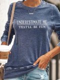 Long Sleeve Letter Washed Statement Sweatshirt
