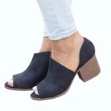 Large Size Peep Toe PU Zipper Pumps