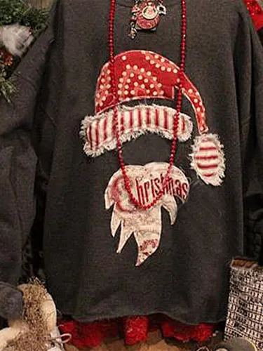Christmas loose long sleeve printed sweatshirt