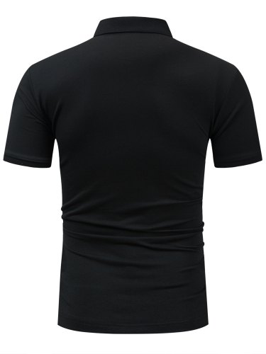 Men's Eagle Embroidered Color Block Polo Shirt