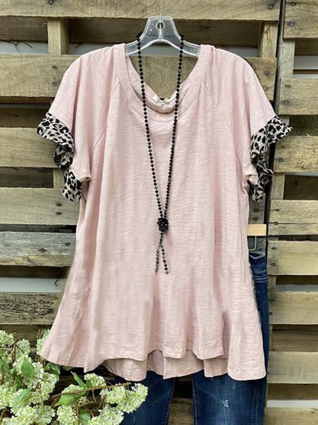Cotton-Blend Short Sleeve Shirts & Tops