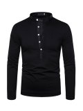 Men's Casual Solid Button Decor Polo Shirt