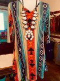 Multicolor Tribal V Neck Cotton-Blend Half Sleeve Plus Size Blouse