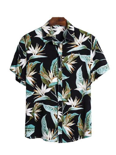 Men's Retro Floral Graphic Button Up Shirt