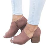 Large Size Peep Toe PU Zipper Pumps