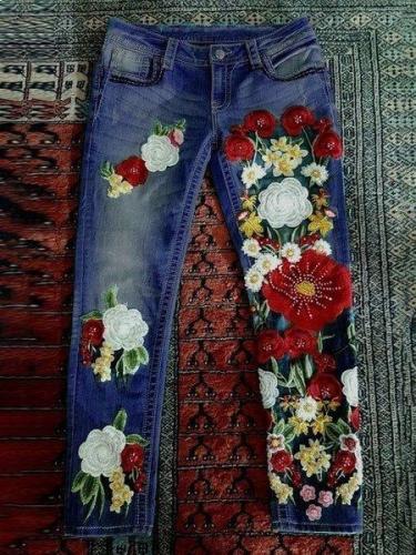 Casual Plus Size Denim Pants
