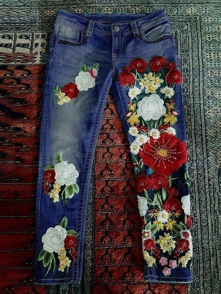 Casual Plus Size Denim Pants