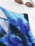 One Shoulder Galaxy Printed Cut Out One-Piece Swimwear