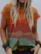 Multicolor Short Sleeve Round Neck Casual Tops