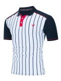Men's Eagle Embroidered Stripe Polo Shirt