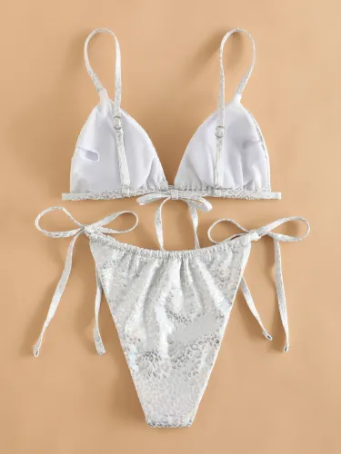 Leopard Metallic Side Tie Bikini
