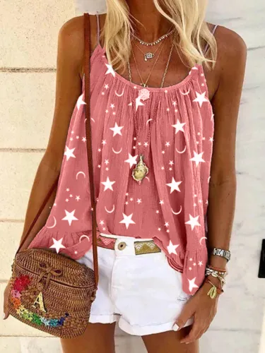Sleeveless Printed Shirts & Tops