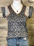 Sexy Leopard Floral-Print Vintage Shift Shirts & Tops