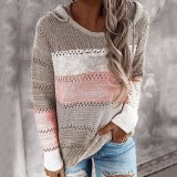 Color-Block Long Sleeve Casual Sweater