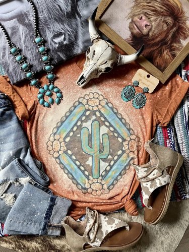 Shift Crew Neck Vintage Printed Shirts & Tops