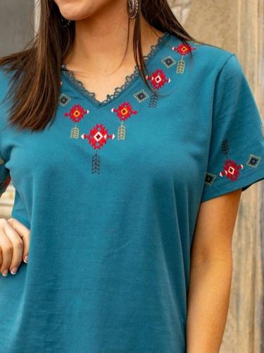 Vintage Short Sleeve Cotton-Blend Shirts & Tops