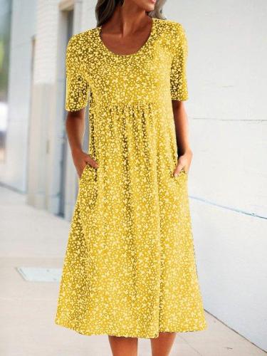 Floral Pockets Midi Dress