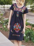 Short Sleeve Floral Casual Dresses