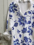 White Cotton-Blend Casual Floral Shirts & Tops