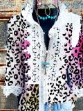 Half Sleeve Leopard Guipure Lace Casual Shirts & Tops