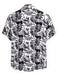 Men's Leaf Floral Print Button Up Shirt