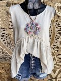Cotton-Blend Short Sleeve Casual Shirts & Tops