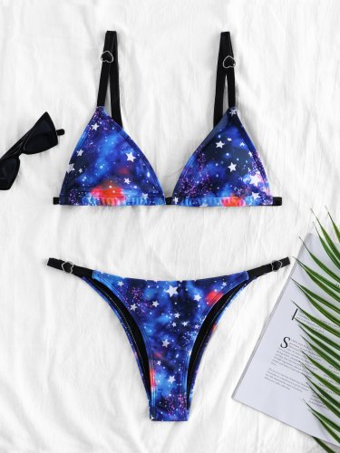 Galaxy Printed Thong Bikini